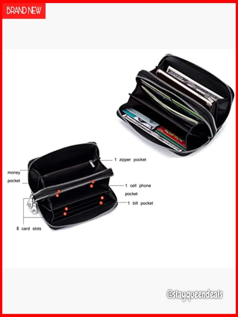 Genuine Leather RFID Blocking Wristlet Wallet Large Capacity Clutch
